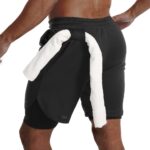 JWJ Mens 2 in 1 Running Shorts Quick Dry Gym Athletic Workout Clothes with Side Pockets - Image 3