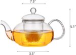 Glass Teapot Stovetop Safe-Clear Teapot with Removable Infuser-Loose Leaf and Blooming Tea Maker (20.3oz) - Image 3