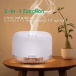 URPOWER 500ml Essential Oil Diffuser with Cool Mist Humidifier Function - 7 Color Changing LED Lights, 4 Timer Modes & Auto Shut-Off Ultrasonic Aromatherapy Scent Diffuser for Home, Office - Image 7