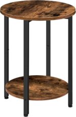 HOOBRO Round Side Table, Wooden Look Accent End Table for Sofa Couch, Round Nightstand with 2-Tier Storage Shelf, for Small Spaces in Living Room, Bedroom, Rustic Brown BF58BZ01G1 - Image 2