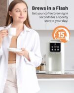 Single Serve Coffee Maker for K Cup and Grounds, 6-14 Oz Brew Sizes, 50 Oz Removable Water Tank, One Cup Coffee Machine with Reusable Filter, Off White - Image 7