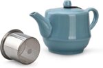 Teapot with Infuser Ceramic Tea Pot with Removable Stainless Steel Fliter for Loose Tea 15.80 OZ/450ml (1-2cups) Teapots for Tea Coffee Milk for Office Home Men Women as Gift(Sky Blue) - Image 3