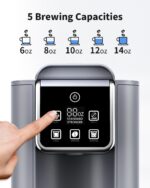 Hot & Iced Coffee Maker with Bold Setting, Single Serve Coffee Maker for K Cup and Grounds, 6-14 Oz Brew Sizes, 50 Oz Removable Water Tank, One Cup Coffee Machine with Reusable Filter, Grey - Image 5