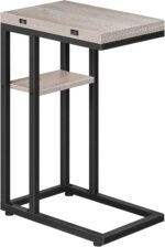 HOOBRO Foldable End Table, C Shaped Side Table with Storage Shelf, Small Snack Table Suitable for Living Room Bedroom Small Spaces, Easy Assembly, Greige and Black BG29SF01 - Image 2
