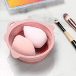 Foldable Silicone Makeup Brush Cleaner Bowl - Etercycle Portable Cleaning Tool for Brushes, Powder Puffs, and Sponges (Pink) - Image 6