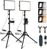 2-Pack LED Video Light Kit, NiceVeedi Studio Light, 2800-6500K Dimmable Photography Lighting Kit with Tripod Stand&Phone Holder, 73" Stream Light for Video Recording, Game Streaming, YouTube - Image 2