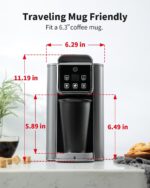Hot & Iced Coffee Maker with Bold Setting, Single Serve Coffee Maker for K Cup and Grounds, 6-14 Oz Brew Sizes, 50 Oz Removable Water Tank, One Cup Coffee Machine with Reusable Filter, Grey - Image 8