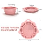 Foldable Silicone Makeup Brush Cleaner Bowl - Etercycle Portable Cleaning Tool for Brushes, Powder Puffs, and Sponges (Pink) - Image 5