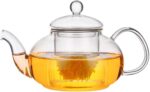 Glass Teapot Stovetop Safe-Clear Teapot with Removable Infuser-Loose Leaf and Blooming Tea Maker (20.3oz) - Image 2