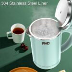0.5L Small Portable Electric Kettles for Boiling Water, Stainless Steel Travel Kettle, Fast Boil Teapot, Boil-Dry Protection & Auto Shut-Off, Perfect For Traveling Cooking, Coffee, Tea, Eggs(Green) - Image 4