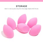 AOA Studio Collection Makeup Sponge Set Makeup Blender Latex Free and High-definition Super Soft Set of 6 Makeup Blender For Powder Cream and Liquid, Beauty Cosmetic Beveled Shape (Pink) - Image 7