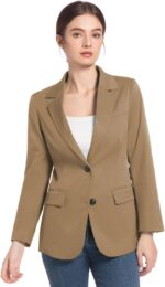 Garemcy Women's Business Casual Blazer Spring Fall Lapel Long Sleeve Open Front 2 Button Office Jacket Suit with Pockets - Image 2