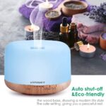 URPOWER 500ml Essential Oil Diffuser with Cool Mist Humidifier Function - 7 Color Changing LED Lights, 4 Timer Modes & Auto Shut-Off Ultrasonic Aromatherapy Scent Diffuser for Home, Office - Image 6