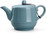 Teapot with Infuser Ceramic Tea Pot with Removable Stainless Steel Fliter for Loose Tea 15.80 OZ/450ml (1-2cups) Teapots for Tea Coffee Milk for Office Home Men Women as Gift(Sky Blue) - Image 4