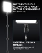 UBeesize 2 Pack LED Video Light Kit, Photography Lighting, 13" Studio Lights with 65" Tripod Stand and Phone Holders, Podcast Lighting for Video Recording,Tiktok,YouTube - Image 7