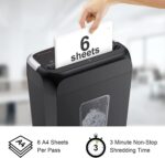 Bonsaii Paper Shredder for Home Use, 3.4 Gal Wastebasket, 6 Sheet Crosscut Paper Credit Cards, Staples, and Clips Shredder for Home Office Use, Portable Handle Design (C237-B New Version) - Image 3