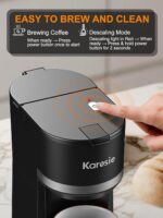Single Serve Coffee Maker for K-Cup and Ground Coffee, Fast Brew, 6-12 oz Brew Sizes One Cup Coffee Machine Fits 5.5" Mugs, One-Button Small Coffee Maker with Descaling Reminder,Black - Image 6