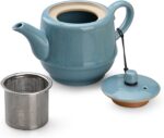 Teapot with Infuser Ceramic Tea Pot with Removable Stainless Steel Fliter for Loose Tea 15.80 OZ/450ml (1-2cups) Teapots for Tea Coffee Milk for Office Home Men Women as Gift(Sky Blue) - Image 2