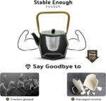 Toptier Cast Iron Teapot, Stovetop Safe Japanese Cast Iron Tea Kettle, Diamond Design Tea Pot with Removable Infuser for Loose Tea, 30 Ounce (900 ml), Dark Green - Image 4