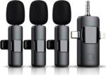 3 in 1 Wireless Lavalier Microphone for iPhone, iPad, Android, Camera,12-Hour Battery, mini Noise Reduction Recording Mic 2.4G Ultra-Low Delay, Microphone for Vlog/ TikTok/YouTube Live Stream( 3 Mic) - Image 2