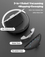 Robot Vacuum and Mop Combo, 5000Pa Suction, Works with 2.4G WiFi/Alexa/App/Remote Control, Schedule Cleaning, Automatic Self-Charging, Ideal for Pet Hair, Hard Floor and Carpet - Image 4