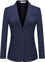 Women's Casual Business Blazer Notched Lapel One Button Open Front Long Sleeve Blazers Office Work Suit Jackets - Image 6