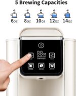 Single Serve Coffee Maker for K Cup and Grounds, 6-14 Oz Brew Sizes, 50 Oz Removable Water Tank, One Cup Coffee Machine with Reusable Filter, Off White - Image 4