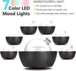 280ml Glass Essential Oil Diffuser Aromatherapy Diffusers Ultrasonic Cool Mist Humidifier with 2 Mist Modes & 7 Color LED Lights and Waterless Auto Shut-Off for Home Office Spa Bedroom,Dark Wood Grain - Image 3