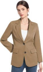 Garemcy Women's Business Casual Blazer Spring Fall Lapel Long Sleeve Open Front 2 Button Office Jacket Suit with Pockets - Image 3