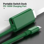 Switch Dock Mini Portable, 1.8M/ 6FT Switch TV Dock, Switch Docking Station with 4K/1080P HDMI Adapter and 100W Charging Port, Dark Green, Not for Switch 2 - Image 9