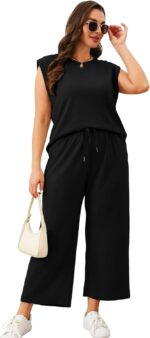SAMPEEL Two Piece Sets for Women Casual Travel Vacation Outfits Summer Wide Leg Crop Pants Lounge Sets - Image 5