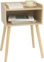 MaxSmeo Nightstand, Mid Century Modern Side Table Bedroom with Storage, Small End Bedside Table with Solid Wood Legs for Living Room, Office Small Spaces (Natural) - Image 2
