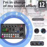F998 Podcast Equipment Bundle, Audio Interface & BM888 Recording Studio Microphone, Professional Live Sound Card w/Dj Mixer Effects & Voice Changer for Live Streaming Gaming YouTube TikTok - Image 4