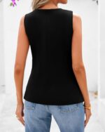 BTFBM Summer Sleeveless Blazer Vest For Women Dressy Button Down Round Neck Business Casual Outfits Work Suit Vests Tops - Image 4