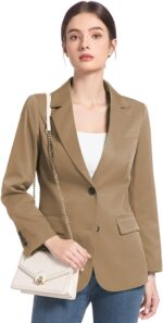 Garemcy Women's Business Casual Blazer Spring Fall Lapel Long Sleeve Open Front 2 Button Office Jacket Suit with Pockets - Image 6