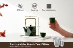 Toptier Cast Iron Teapot, Stovetop Safe Japanese Cast Iron Tea Kettle, Diamond Design Tea Pot with Removable Infuser for Loose Tea, 30 Ounce (900 ml), Dark Green - Image 5