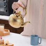 SANQIAHOME 1200ml teapot with Infuser stainless steel Water Boilers lifting handle Tea Maker Water Kettle for Induction/Gas gold - Image 9