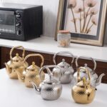 SANQIAHOME 1200ml teapot with Infuser stainless steel Water Boilers lifting handle Tea Maker Water Kettle for Induction/Gas gold - Image 10