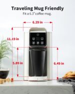 Single Serve Coffee Maker for K Cup and Grounds, 6-14 Oz Brew Sizes, 50 Oz Removable Water Tank, One Cup Coffee Machine with Reusable Filter, Off White - Image 6