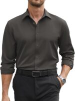 COOFANDY Mens Stretch Dress Shirts Long Sleeve Button Down Shirt Regular Fit Formal Business Shirts - Image 2