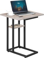 HOOBRO Foldable End Table, C Shaped Side Table with Storage Shelf, Small Snack Table Suitable for Living Room Bedroom Small Spaces, Easy Assembly, Greige and Black BG29SF01 - Image 10