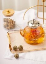 TETWIN Glass Teapot Including 6 Blooming Flower Tea Balls, Stovetop Safe Tea Pot with Removable Infuser for Loose Leaf Tea, 1000ml / 33.8oz - Image 8