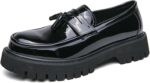 Mens Leather Slip-On Platform Dress Tassels Loafers Non-Slip Low Top Round Toe Chunky Penny Shoes for Business Casual Dress Prom Party - Image 2