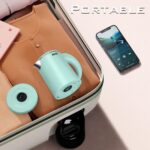0.5L Small Portable Electric Kettles for Boiling Water, Stainless Steel Travel Kettle, Fast Boil Teapot, Boil-Dry Protection & Auto Shut-Off, Perfect For Traveling Cooking, Coffee, Tea, Eggs(Green) - Image 7
