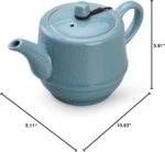 Teapot with Infuser Ceramic Tea Pot with Removable Stainless Steel Fliter for Loose Tea 15.80 OZ/450ml (1-2cups) Teapots for Tea Coffee Milk for Office Home Men Women as Gift(Sky Blue) - Image 9