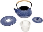 Juvale Cast Iron Teapot with Infuser - Blue, 27 oz (800 mL) - Stovetop Tea Kettle for Loose Leaf Tea - Includes Stainless Steel Infuser & Trivet - Image 5