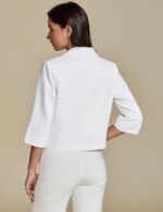 luvamia Linen Blazers for Women Business Casual Cropped 3/4 Sleeve Lightweight Lined Work Office Suit Blazer Jackets - Image 4
