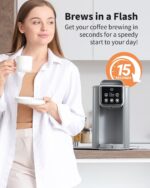 Hot & Iced Coffee Maker with Bold Setting, Single Serve Coffee Maker for K Cup and Grounds, 6-14 Oz Brew Sizes, 50 Oz Removable Water Tank, One Cup Coffee Machine with Reusable Filter, Grey - Image 7