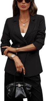 ELLEVEN Womens Blazer Business Casual - Long Sleeve Slim Fit Work Office Suit Jacket with Pockets - Image 6