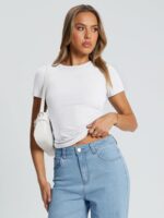 Trendy Queen Womens Basic T Shirts Summer Tops 2025 Crop Short Sleeve Slim Fit Tee Cute Gym Workout Clothes - Image 6